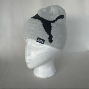 Puma beanie knit unisex hat gray/black color